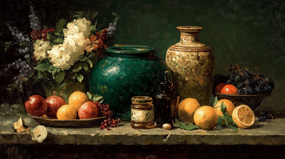 1200x673 Still Life Oil Painting Mural Wallpaper
