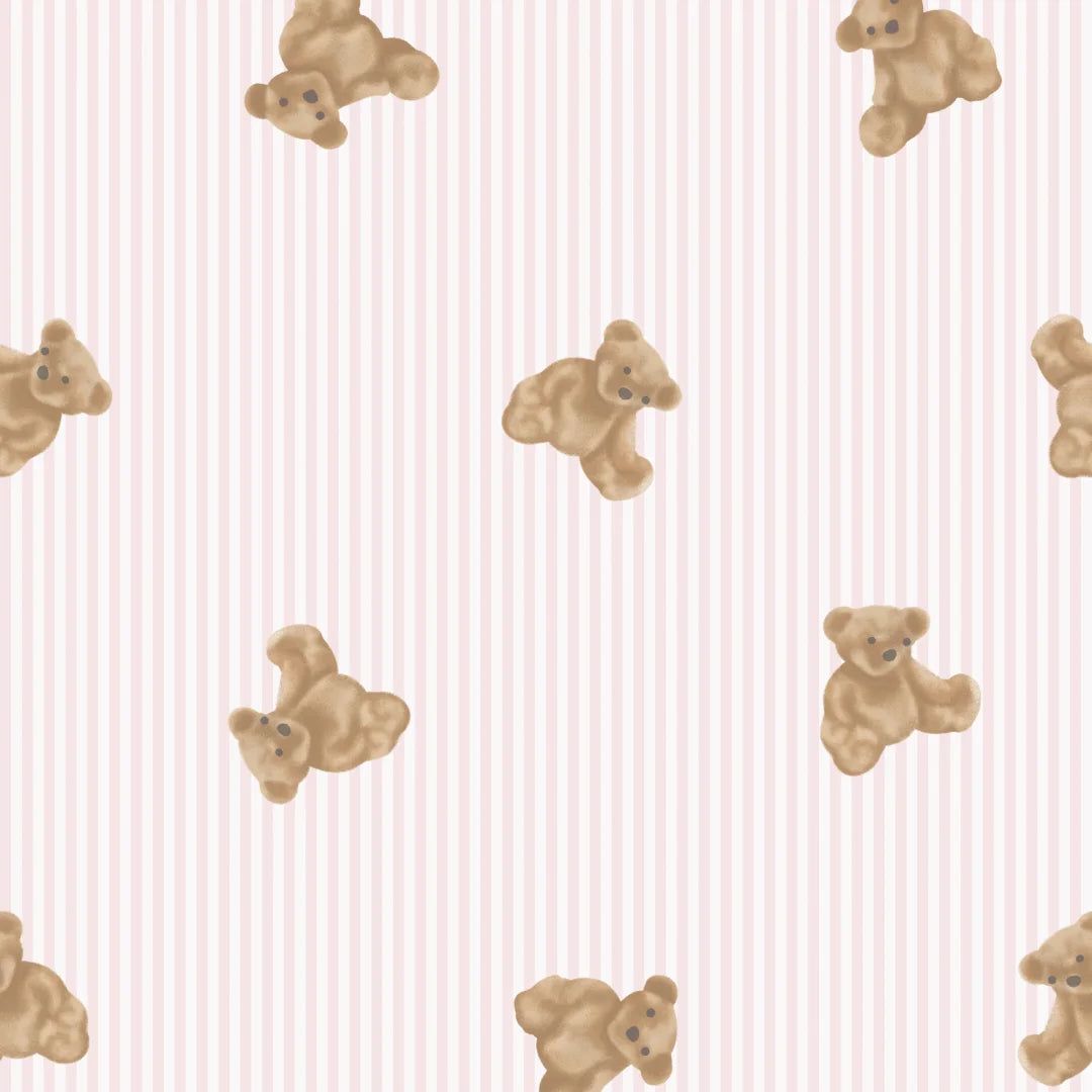 1080x1080 The Bear Wallpaper in Soft Pink