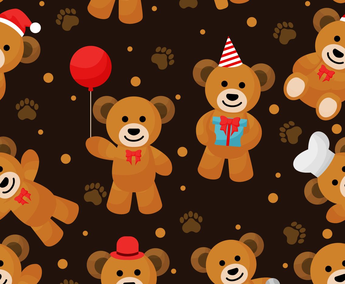1136x936 Teddy Bear Seamless Pattern Background