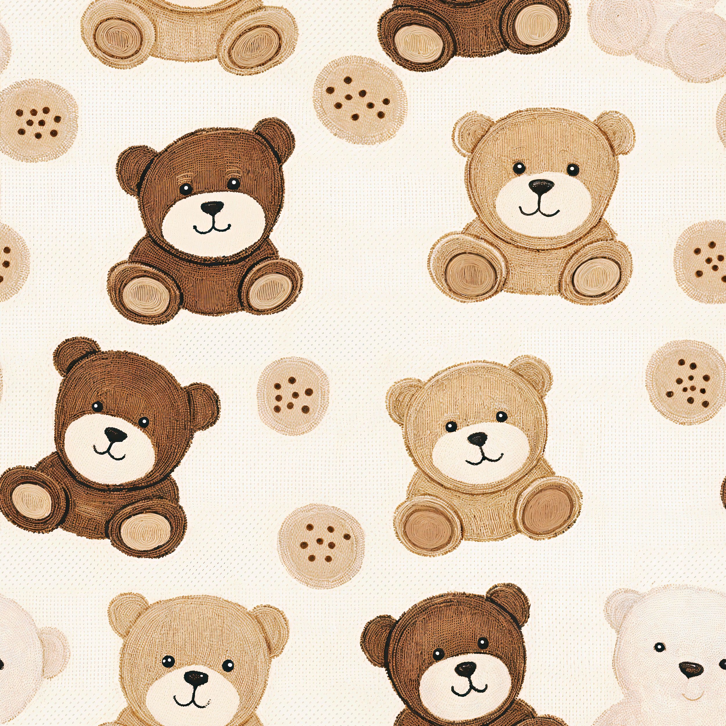 2500x2500 Nursery Beige Toy Bear Pattern Wallpaper Baby Room Wall Decal Traditional / 28W x 156H