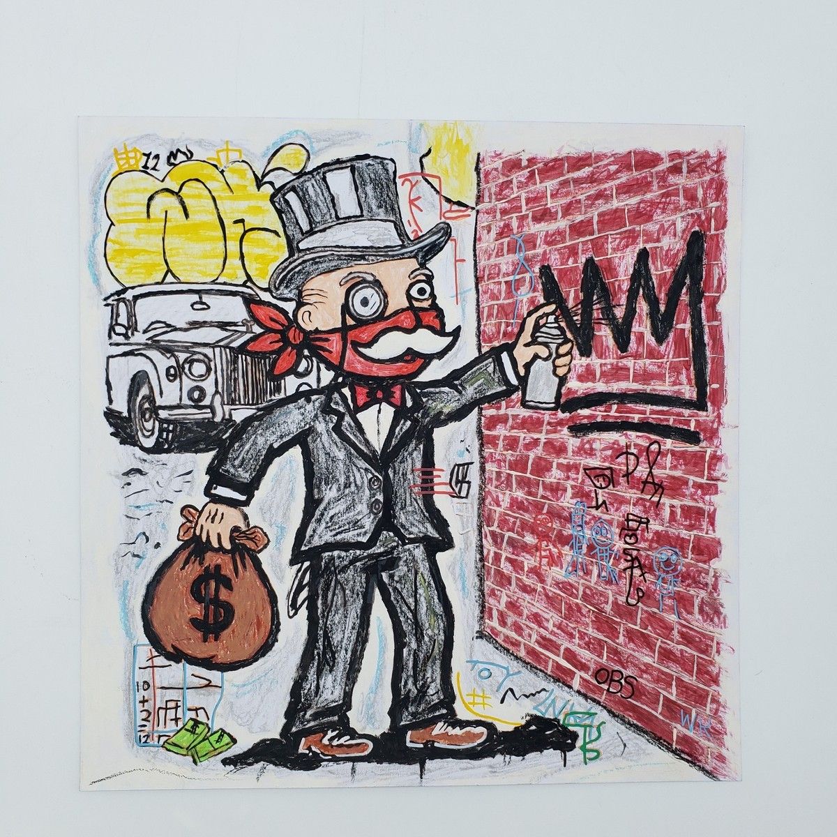 1200x1200 12”x12” Not Alec Monopoly paper Mr Monopoly Graffiti Pop Art $ Painting