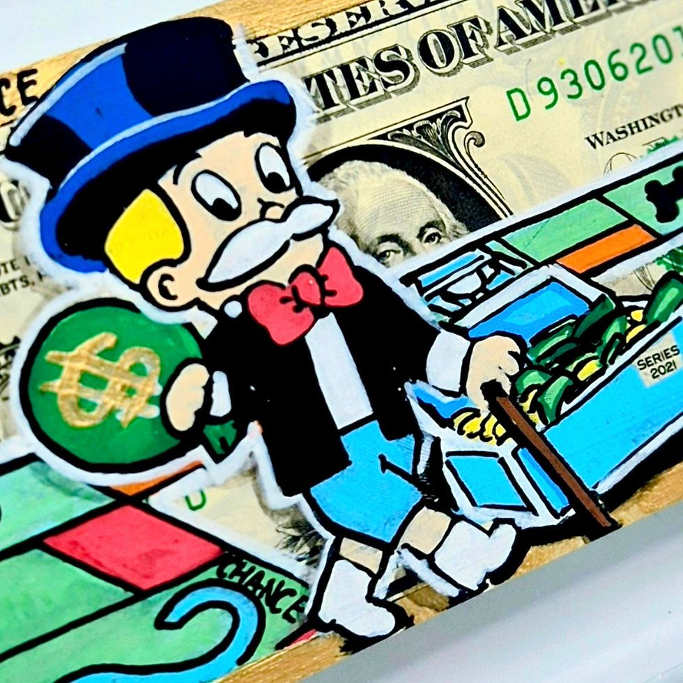 980x980 Mr Monopoly The World Is Yours Hand Painted Money Art Custom Dollar Bill