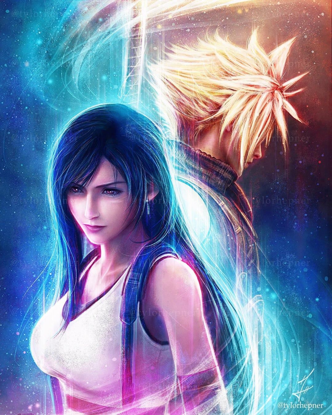 1080x1350 Cloud and Tifa Painting- Continuing my FF7 Drawing series!