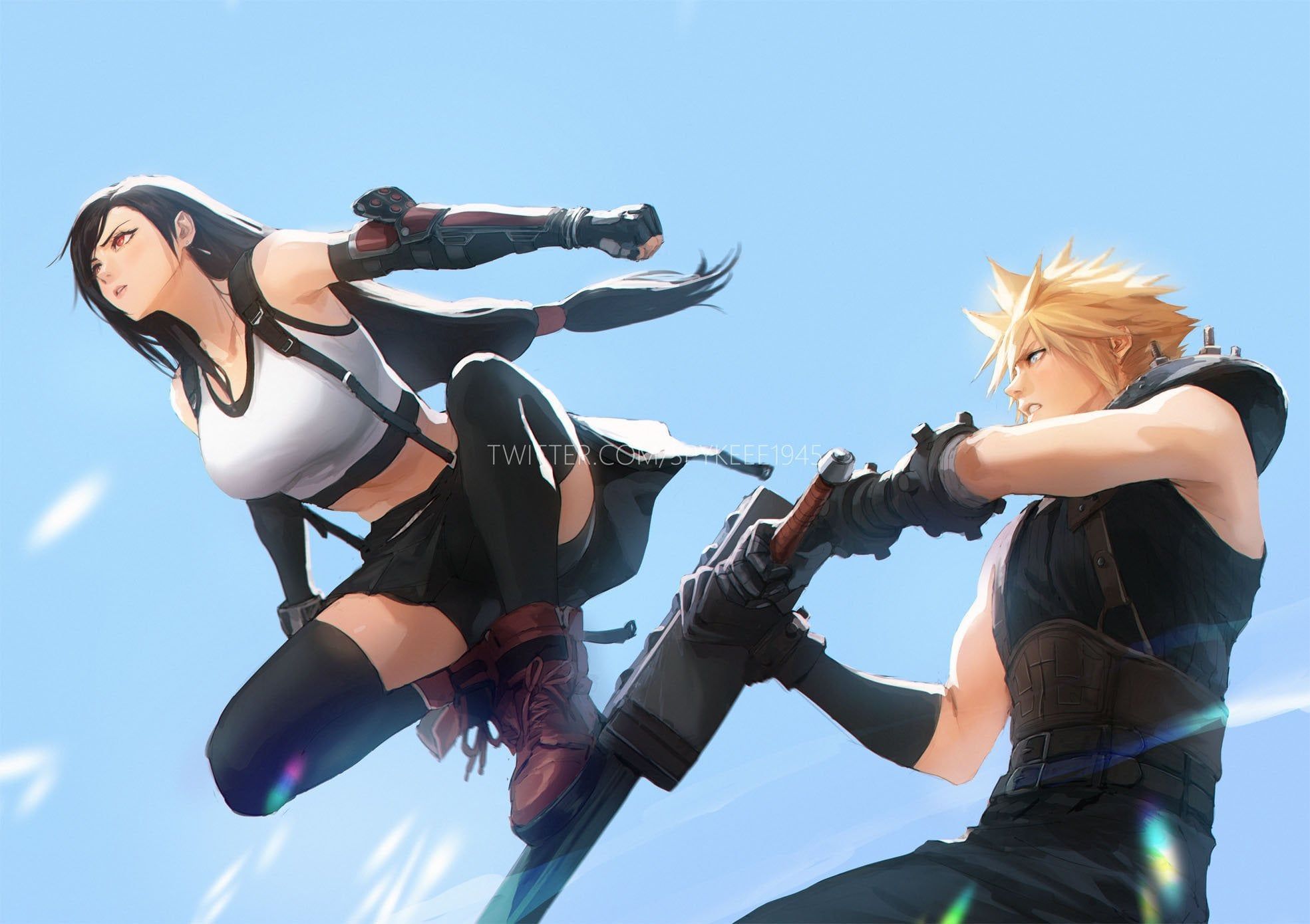 1969x1390 Tifa x Cloud [art by SPYKEEE1945]