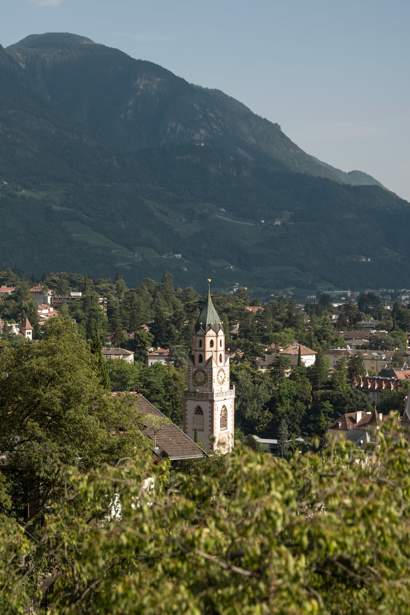 1707x2560 Hotel with panoramic location in Dorf Tirol the view over Merano