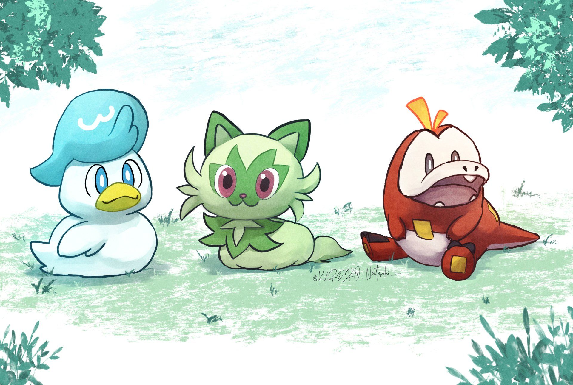 1920x1293 HD Wallpaper: Sprigatito, Quaxly & Fuecoco from Pokémon Scarlet and Violet