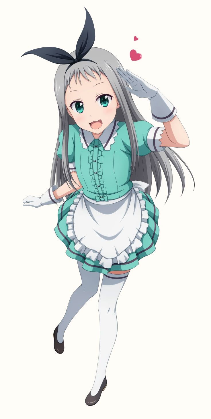 736x1459 Hideri Kanzaki's Charming Maid Heart from Blend S with Aqua Eyes and Grey Hair