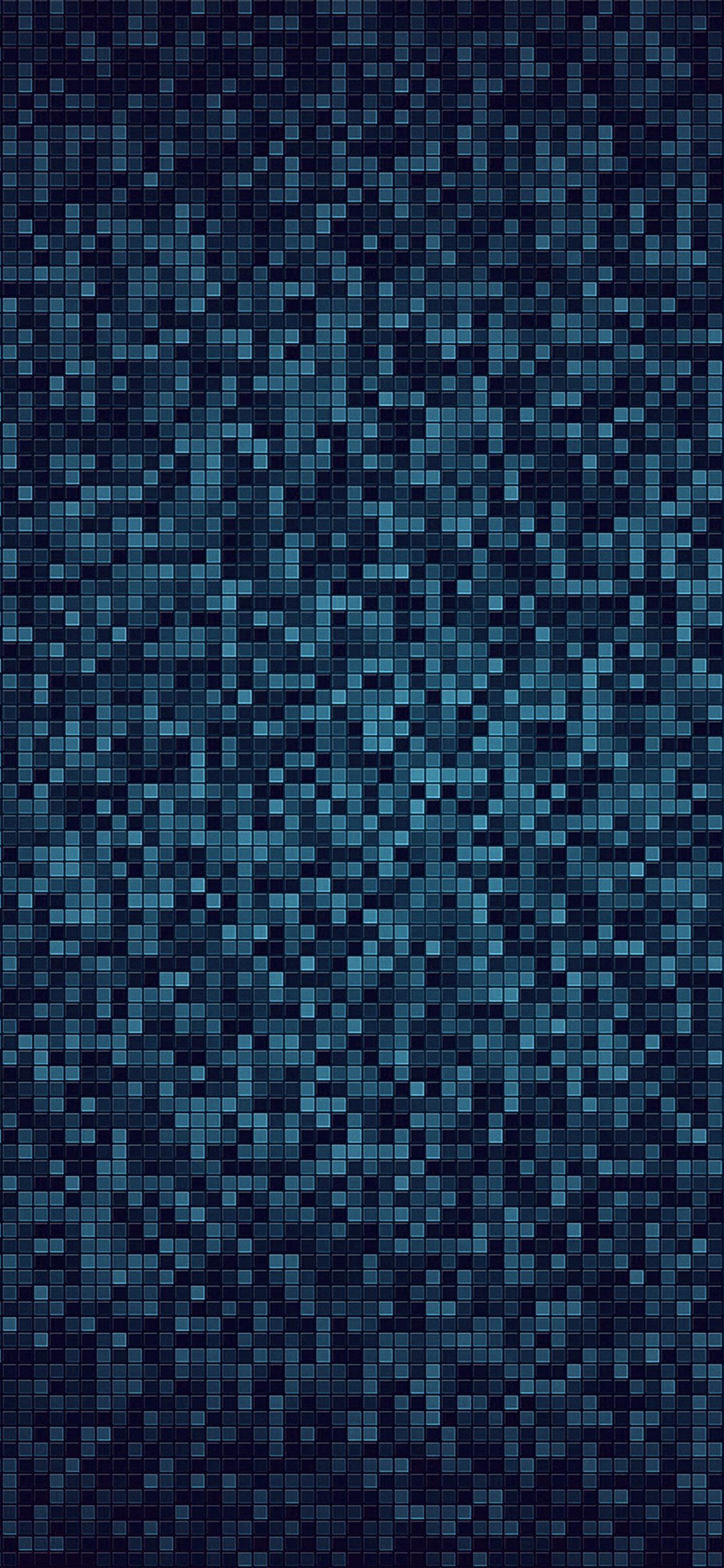 1125x2436 Grid Blue Mosaic Pattern Background iPhone Wallpaper