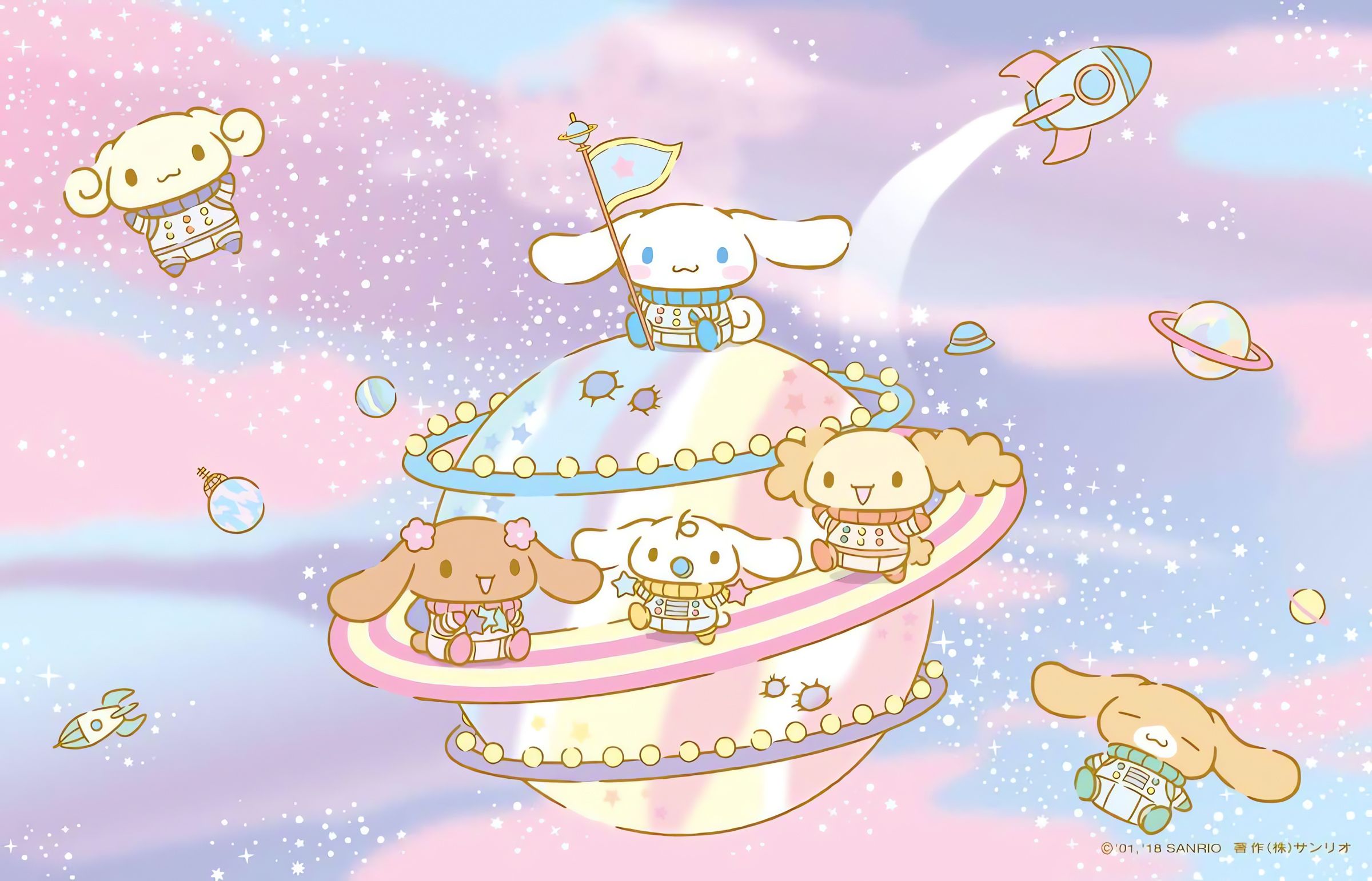 2400x1542 Cute Cinnamoroll Pastel Space Wallpaper For Desktop & Mobile