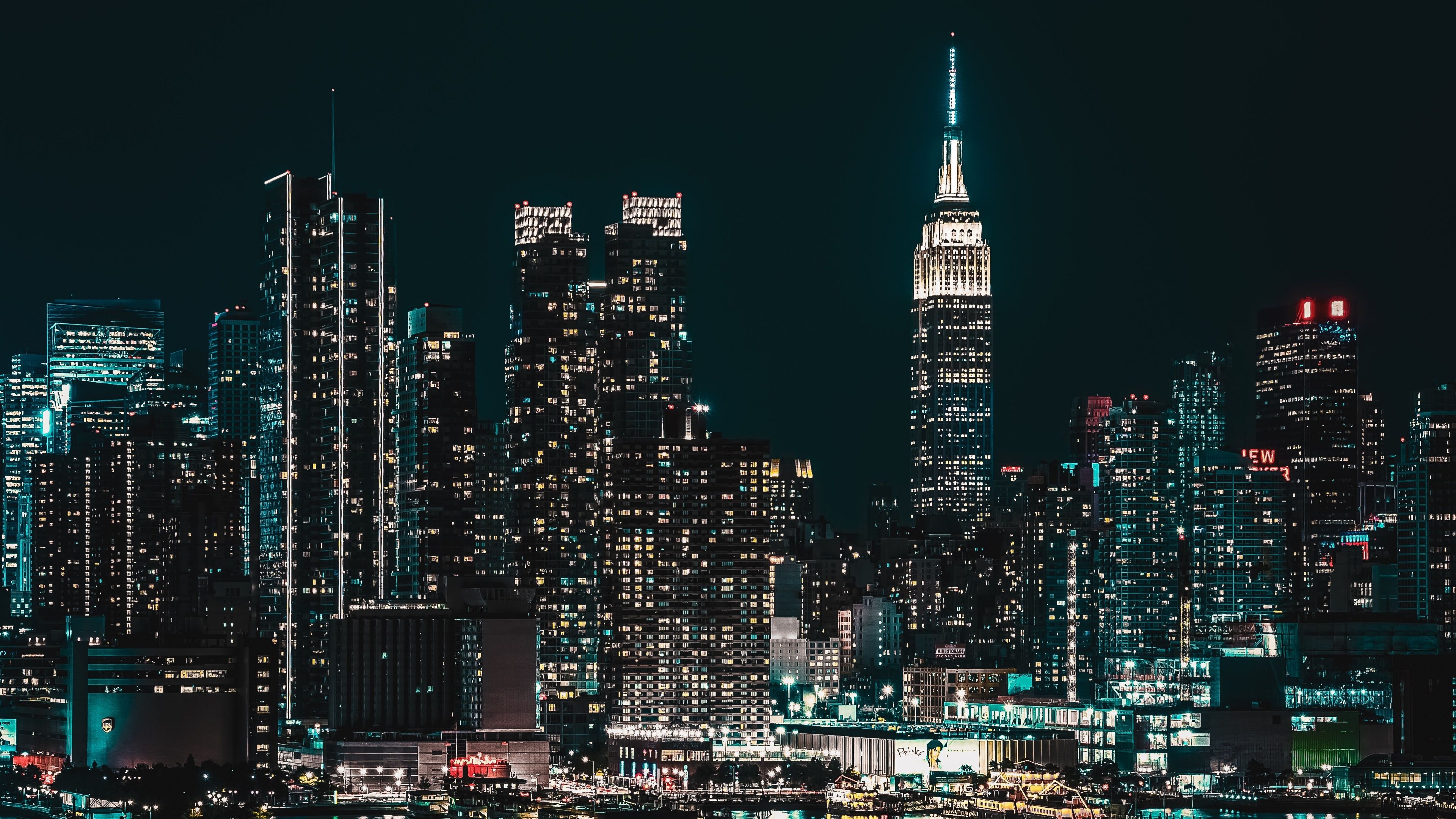 3840x2160 New York City Wallpaper 4K, Starry sky, Cityscape, Night