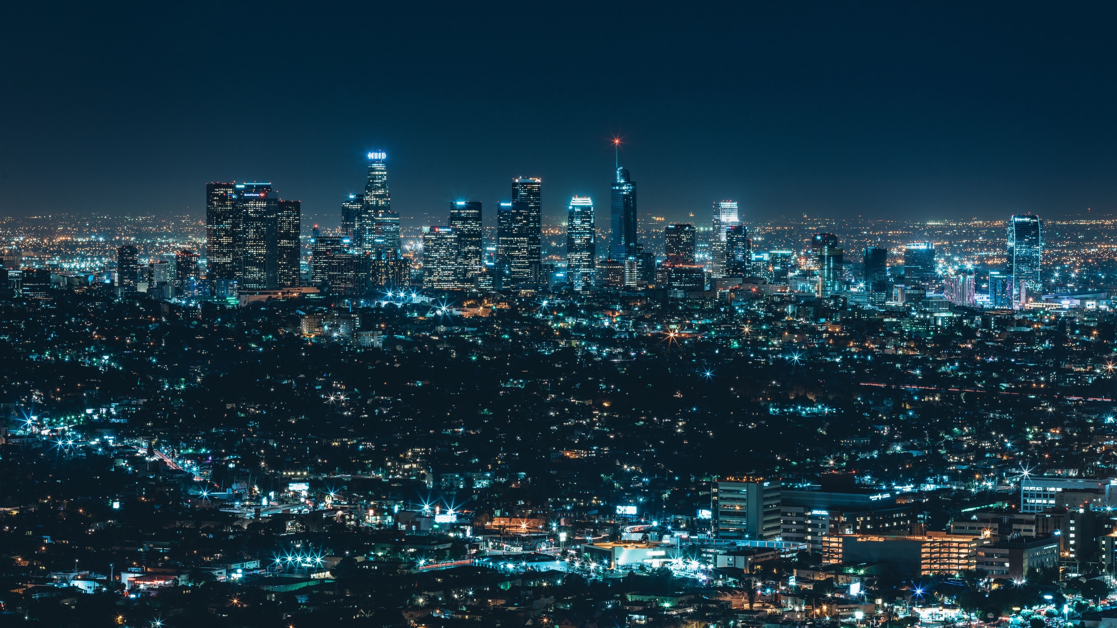 3840x2160 Los Angeles City Wallpaper 4K, Night City, City lights