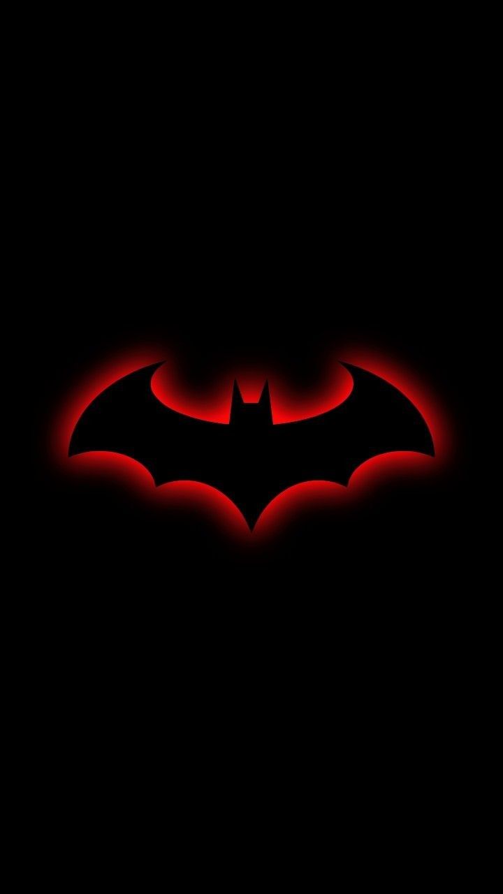 720x1280 The Dark Knight Logo Glowing Red in the Dark Night. Batman logo black and red, Batwoman logo wallpaper, Neon batman wallpaper