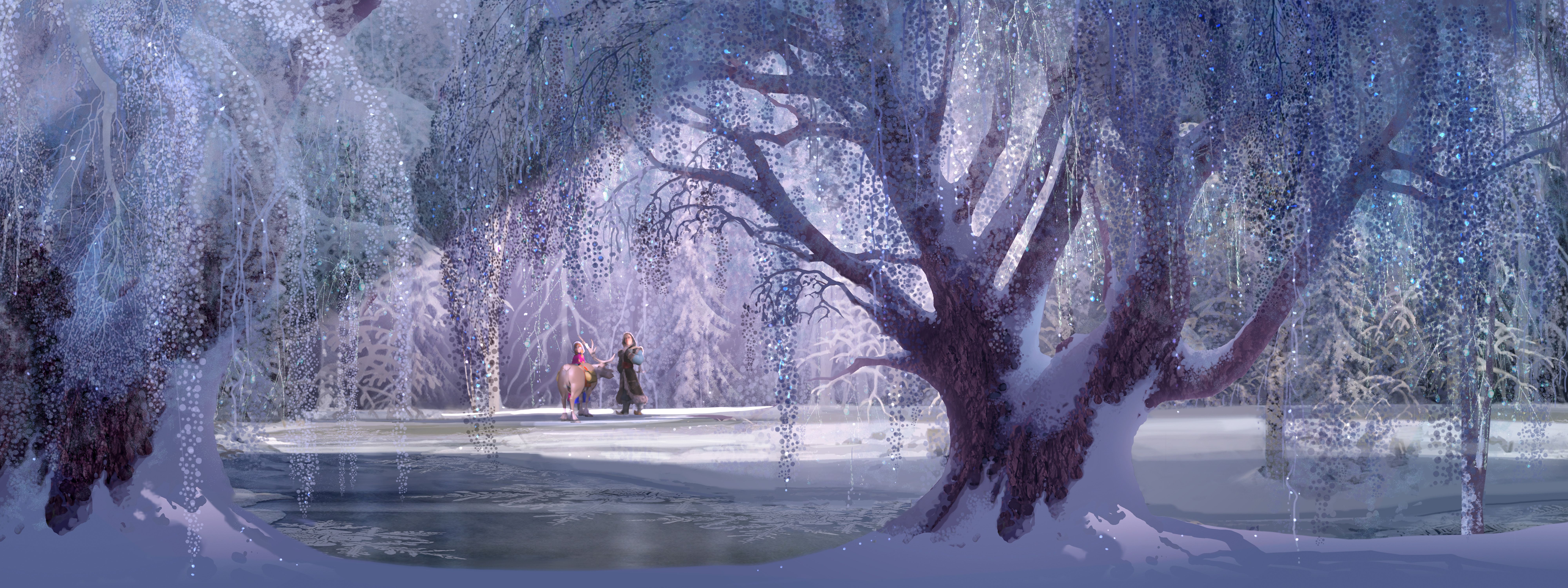 8000x3000 Free Frozen, tree 8K wallpaper for desktop and phone