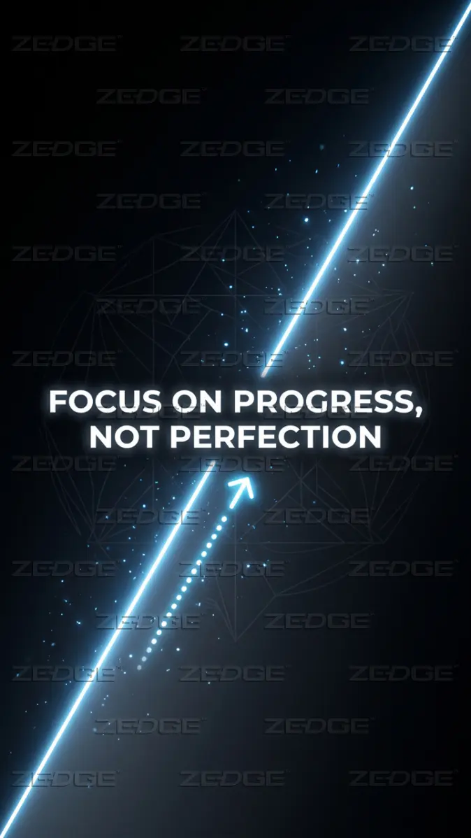 674x1198 Focus Progress Not Perfection Neon Blue Dark Motivational Wallpaper wallpaper by Motivation Daily Dose