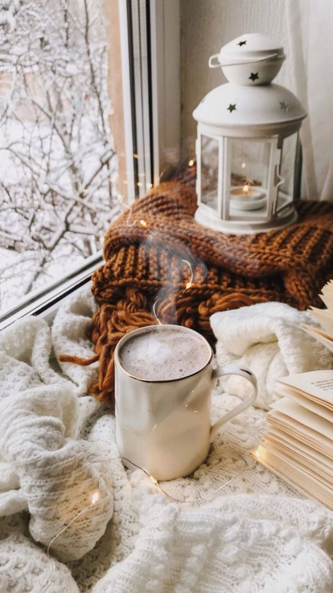 1080x1920 Download Cozy Winter Morning By The Window Wallpaper