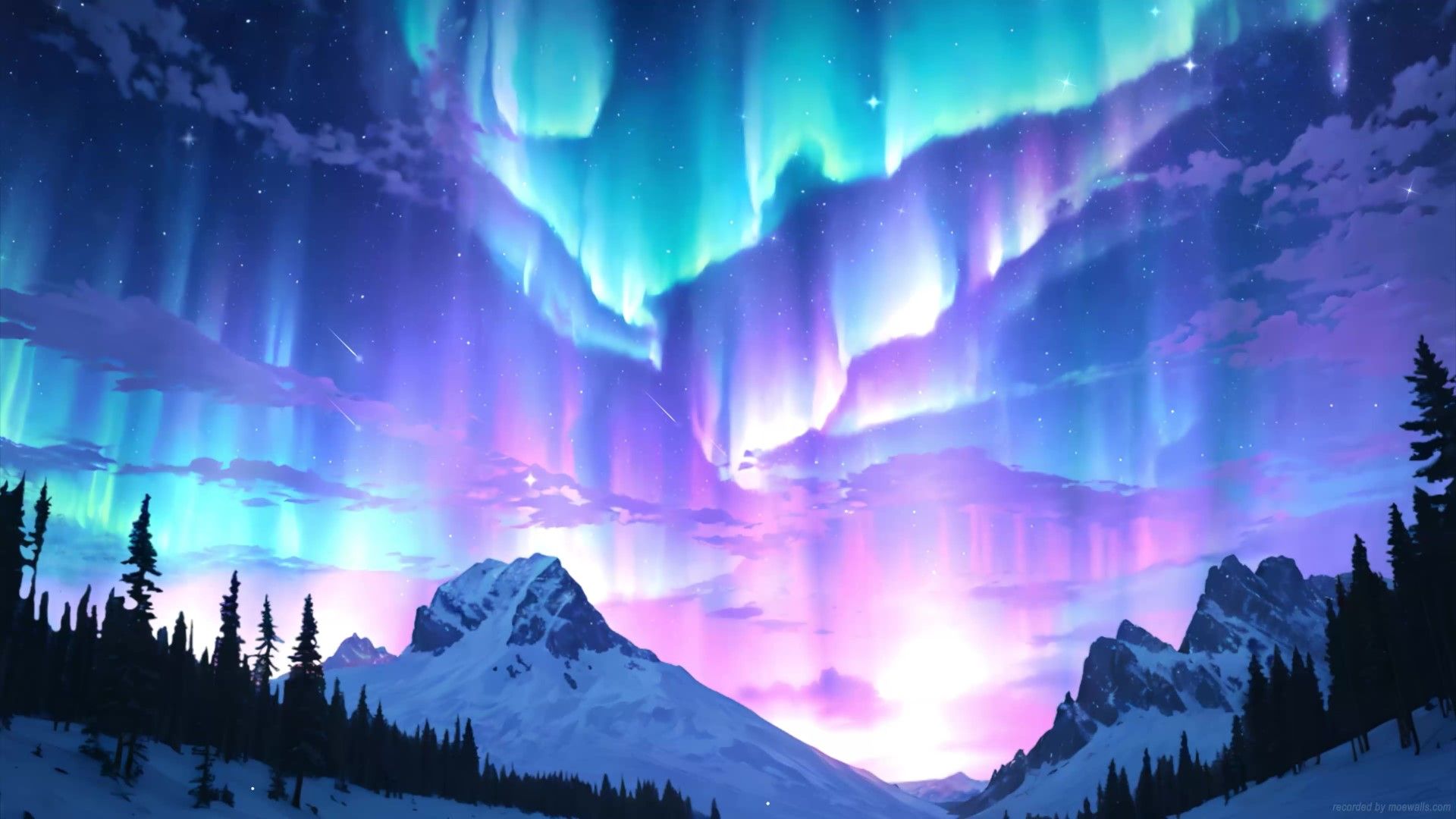 1920x1080 Northern Lights Mountains Live Wallpaper
