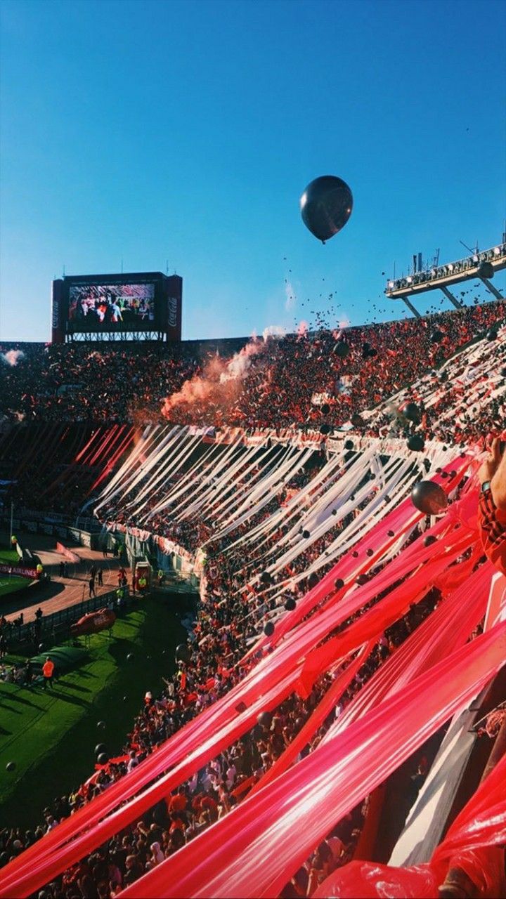 720x1280 River Plate Stadium with Red and White Banners. El monumental river plate, Escudo river plate, Atletico de madrid wallpaper