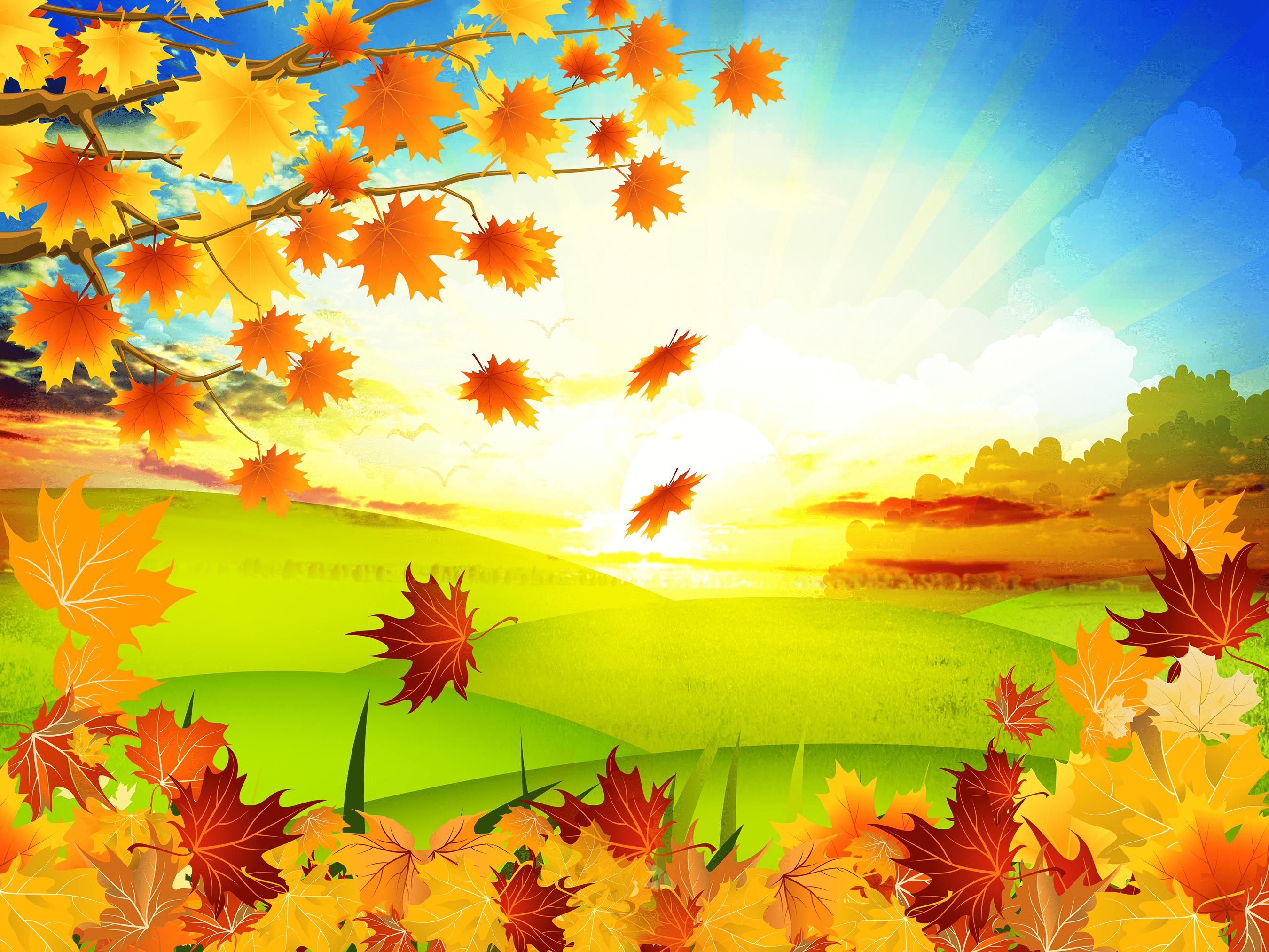 2700x2025 Kids Autumn Wallpaper