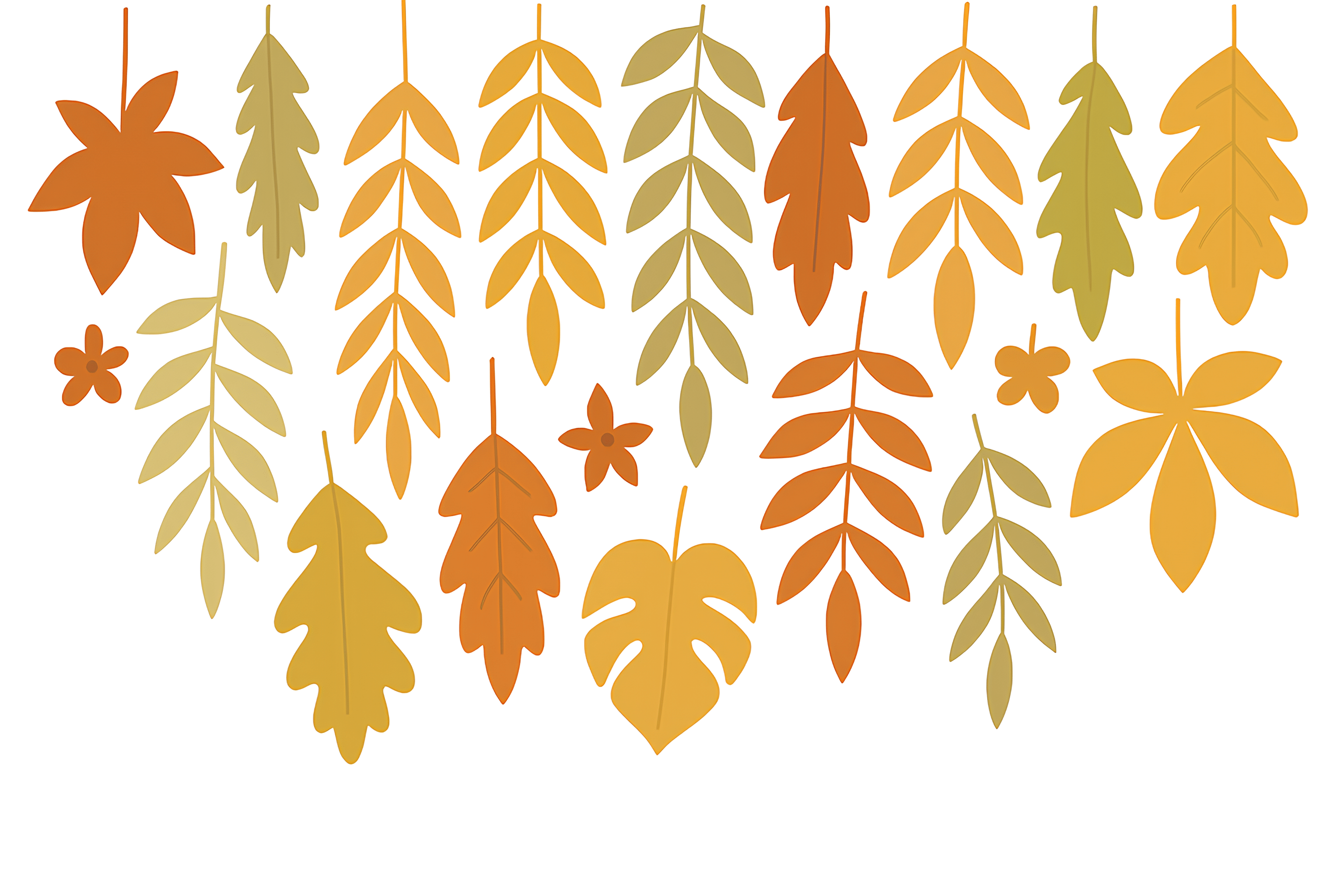 3072x2048 Kids room wallpaper. Colorful autumn leaves