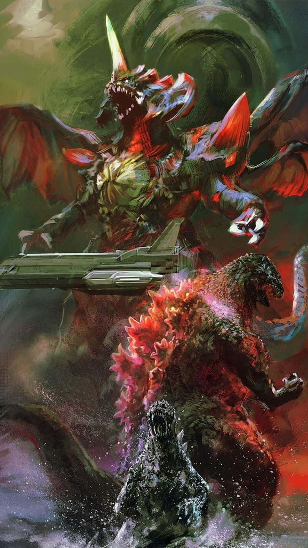 1080x1920 Download Epic Battle Between Godzilla and Destoroyah Wallpaper