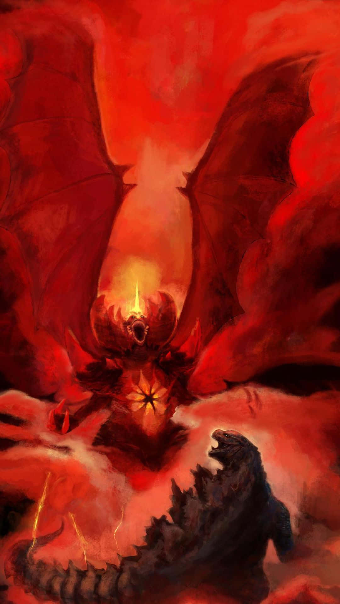 1080x1920 Download Epic Battle between Godzilla and Destoroyah Wallpaper