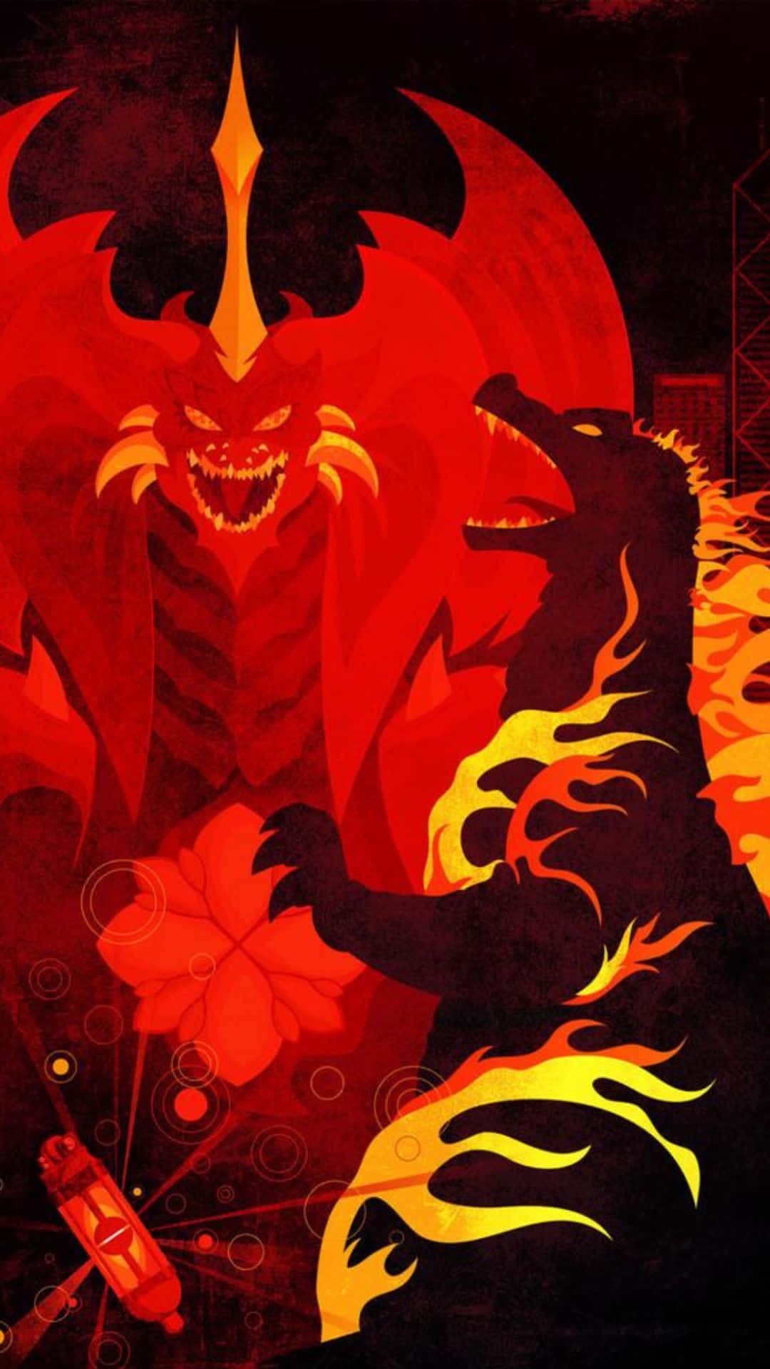 1080x1920 Download Epic Battle of Titans: Godzilla Vs Destoroyah Wallpaper