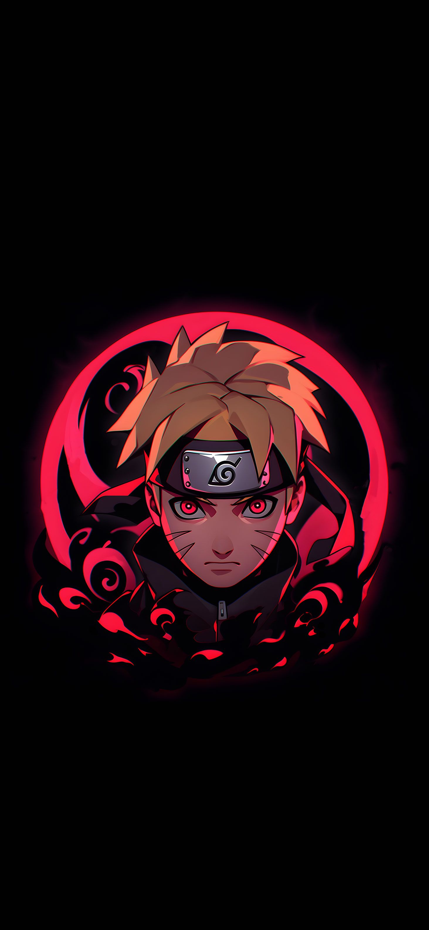 1463x3171 Determined Naruto with Red Eyes Wallpaper