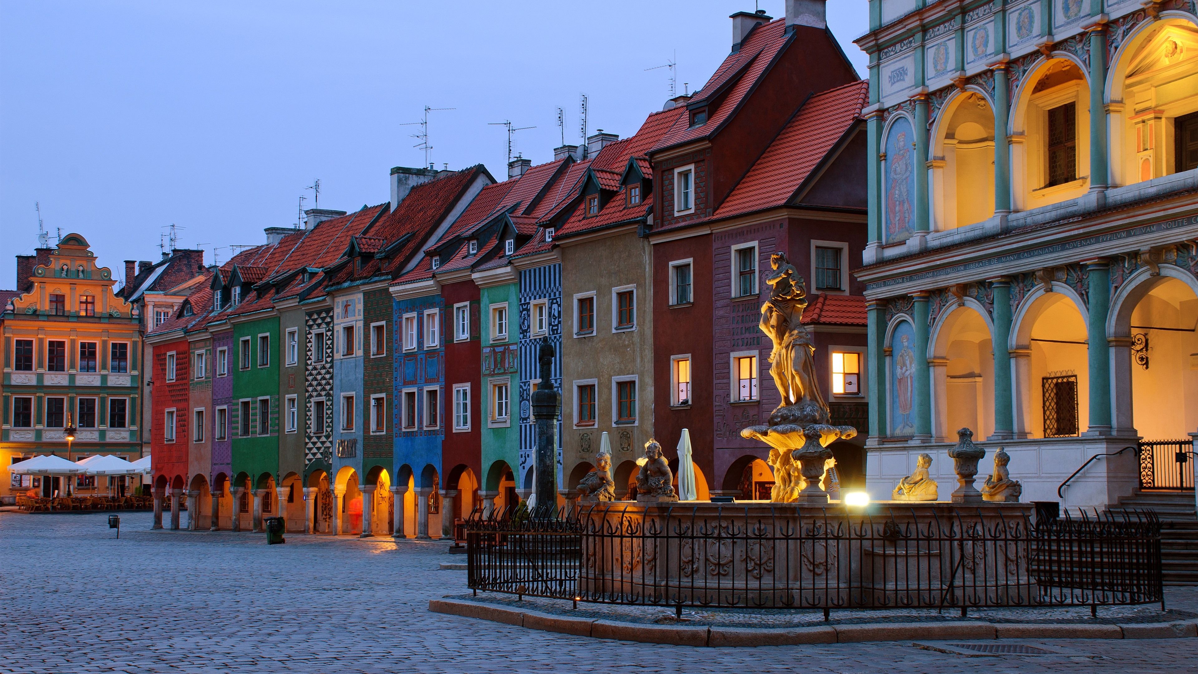 3840x2160 Wallpaper Poland, Poznan, city, evening, houses 3840x2160 UHD 4K Picture, Image