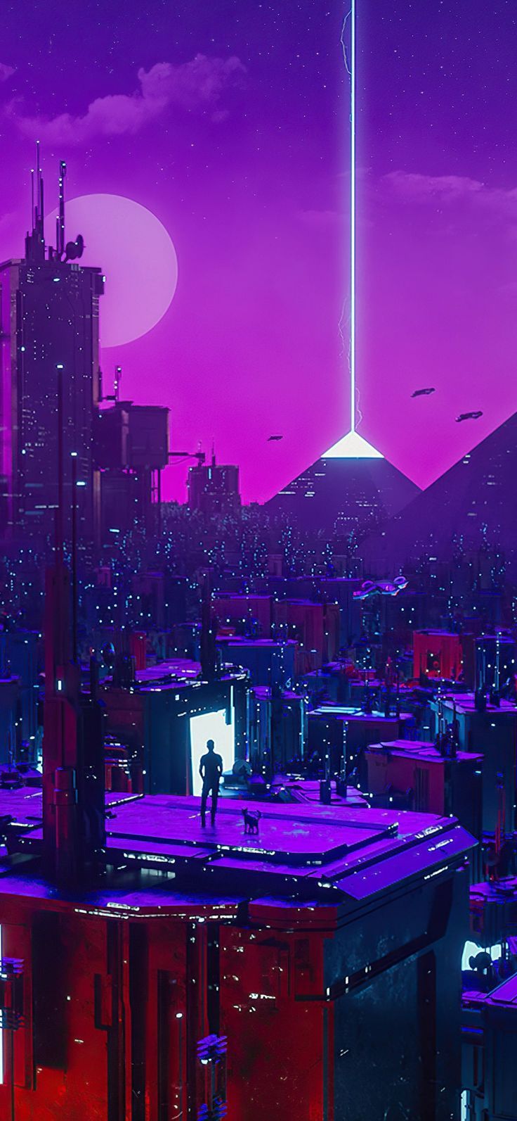 736x1593 Neon City Wallpaper