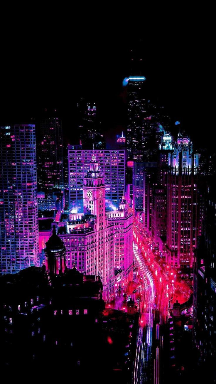 736x1308 Neon City Wallpaper
