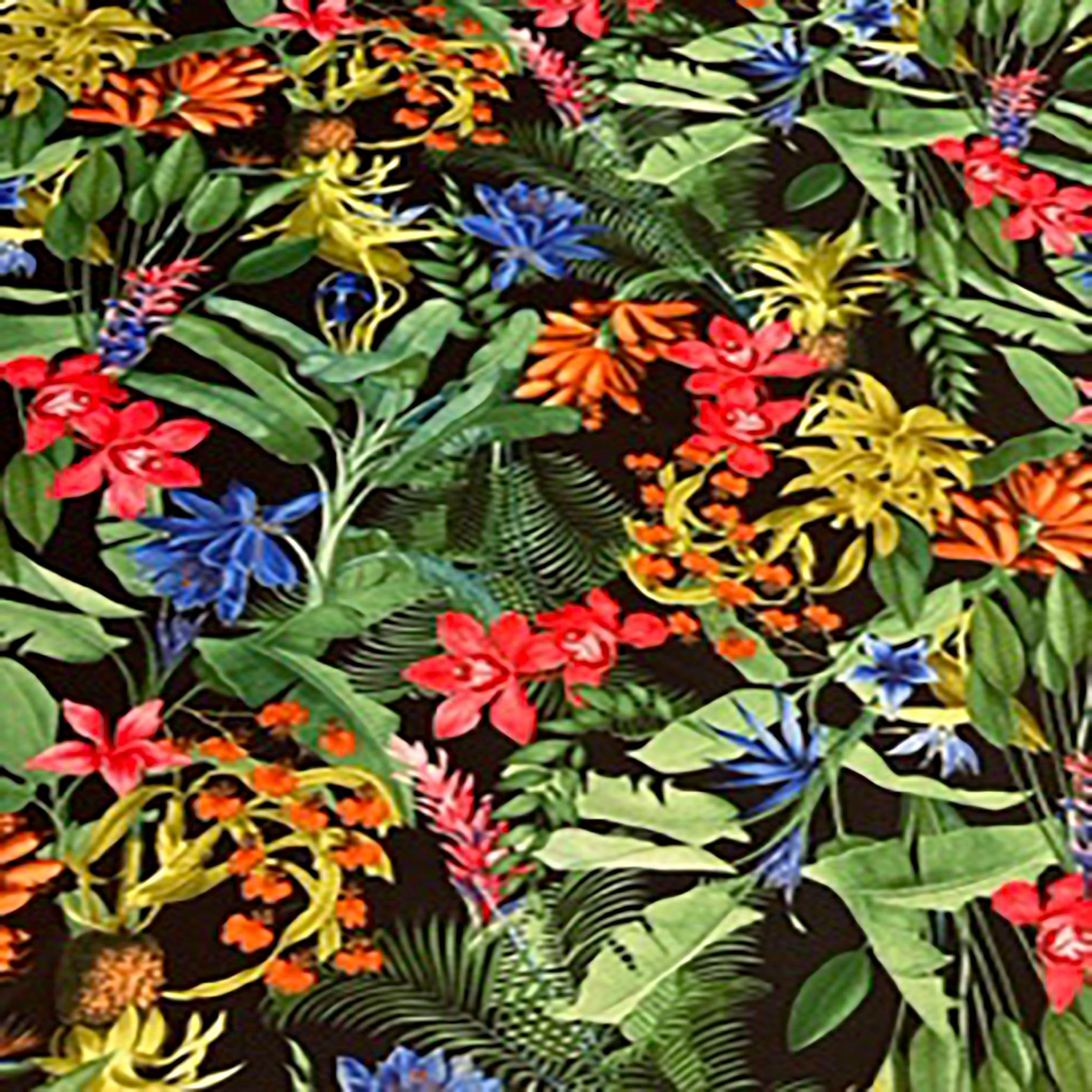 2048x2048 Tropical Jungle Floral Print Poly 4 Way Stretch Fabric. Spandex Palace
