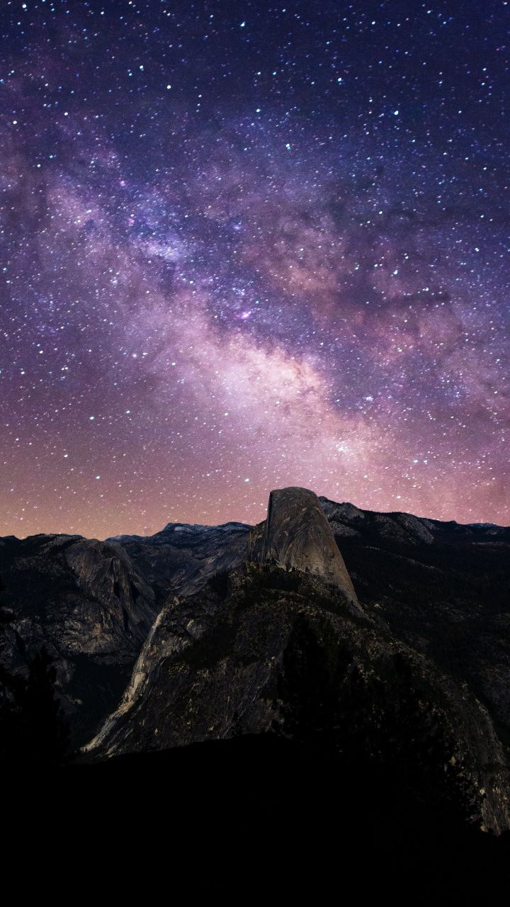 720x1280 Yosemite valley, half dome, national park, milky way, night, 720x1280 wallpaper