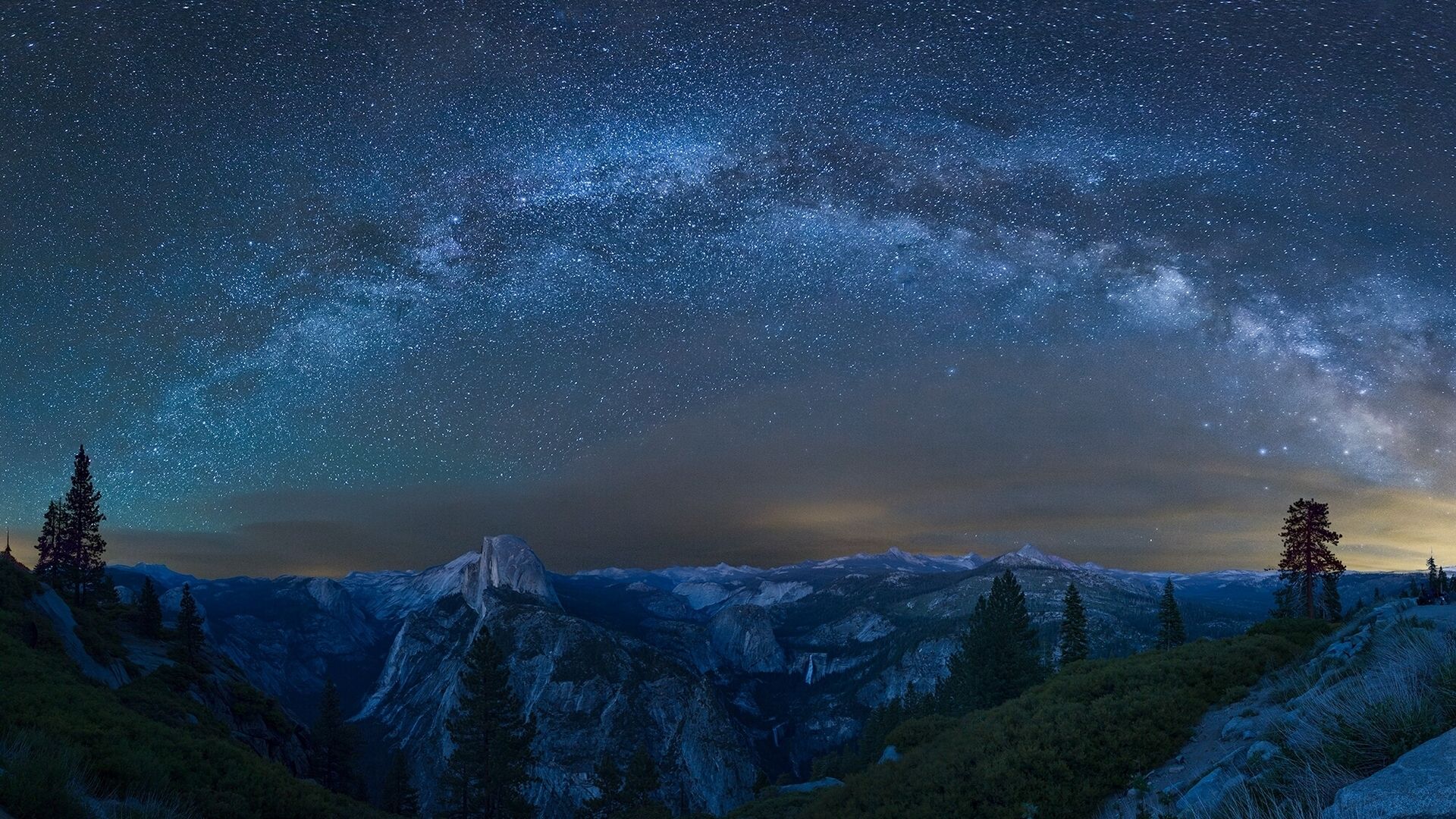 1920x1080 Download Starry Sky Milky Way California Star Mountain Nature Yosemite National Park HD Wallpaperx1080