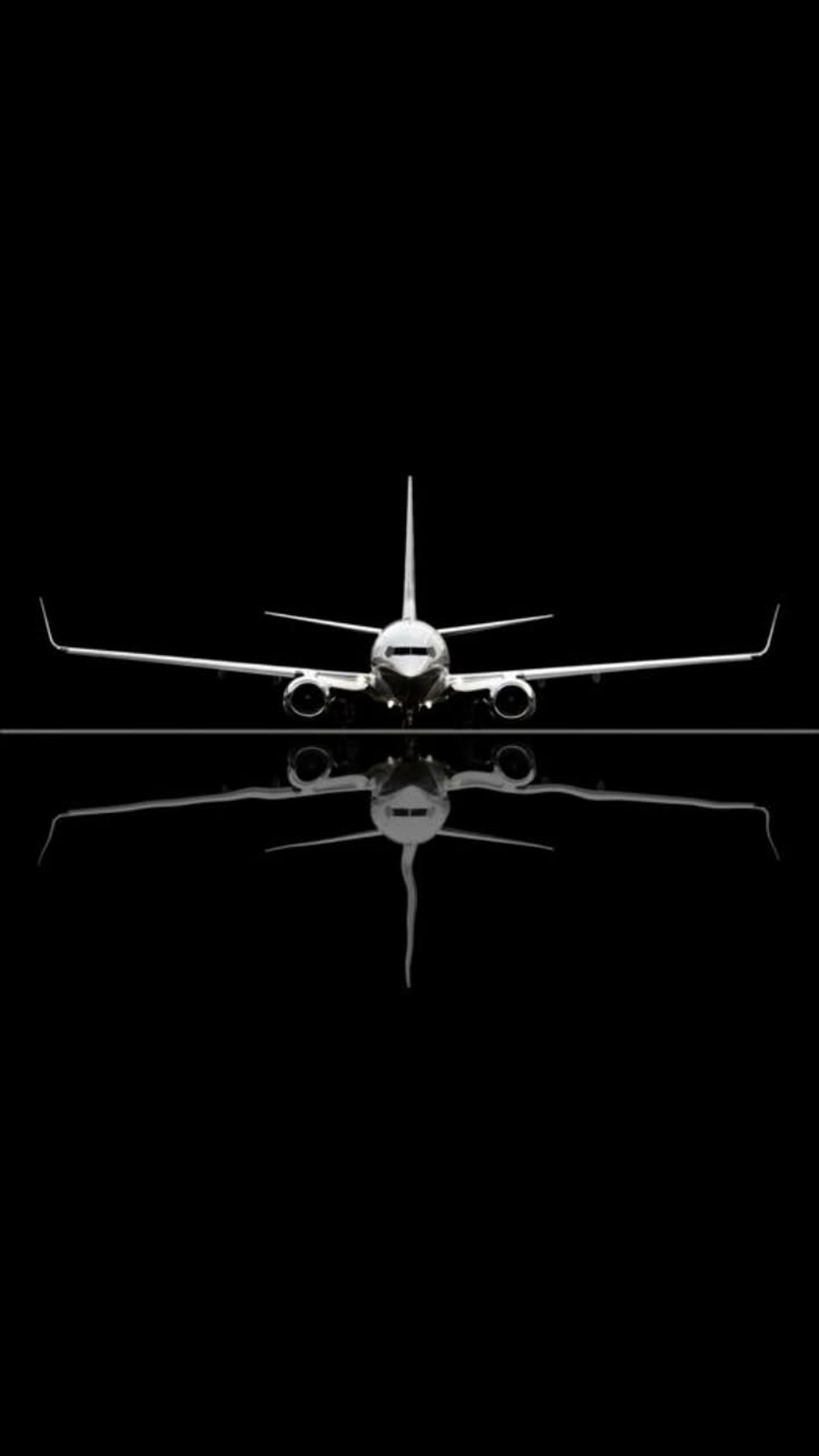 736x1309 Airplane Reflection in the Dark. Aviation iphone wallpaper, Airplane drawing black background, Dark aviation wallpaper