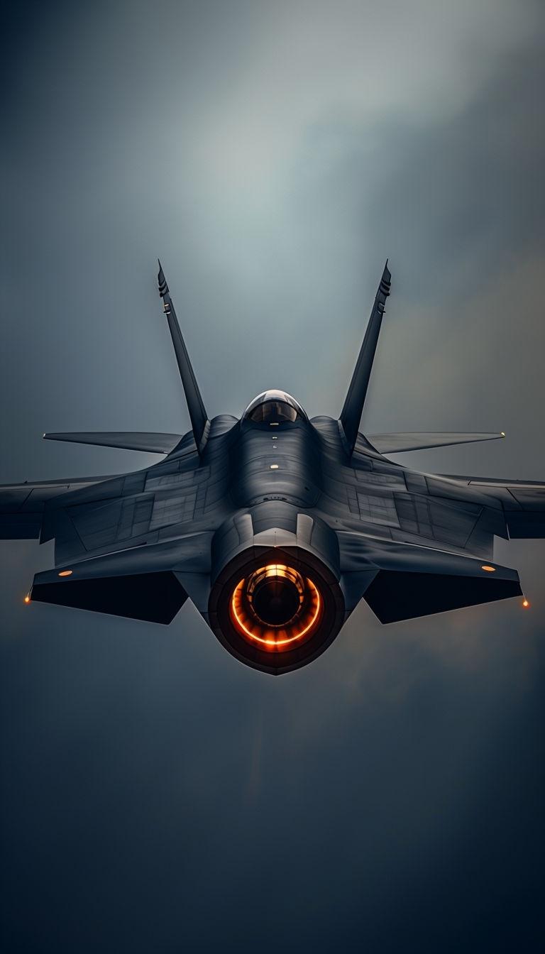 768x1344 Sleek Dark Gray Combat Jet Aircraft in Dramatic Sky Mobile Wallpaper