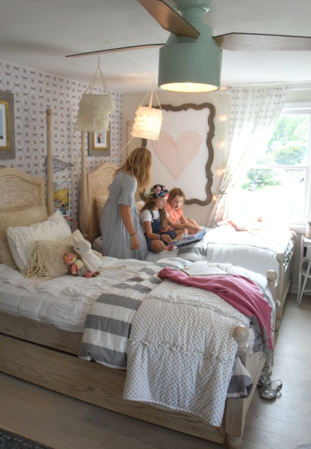 1018x1472 Wallpaper Accent Wall in the Girls Shared Bedroom.again With Grace
