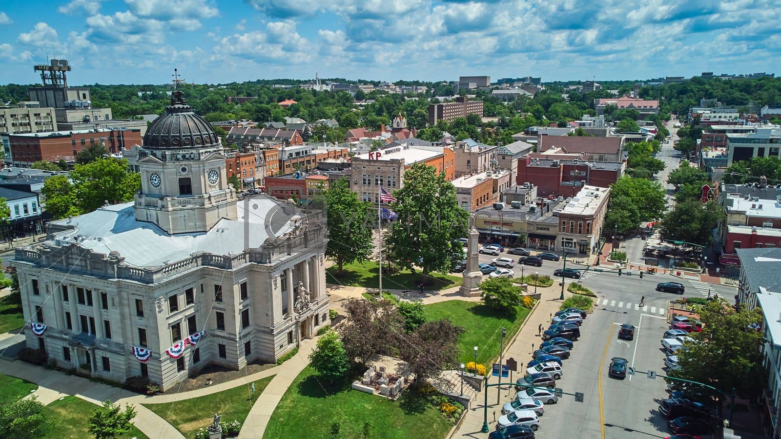 1600x900 Bloomington Indiana downtown The Square with courthouse aerial by njproductions Vectors & Illustrations with Unlimited Downloads