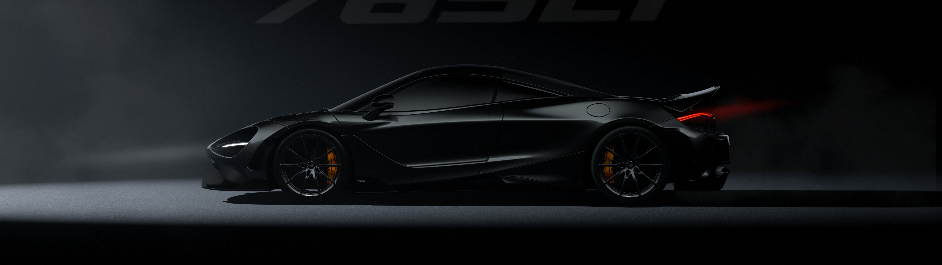 3840x1080 McLaren 765LT Wallpaper 4K, Black cars, Dark background
