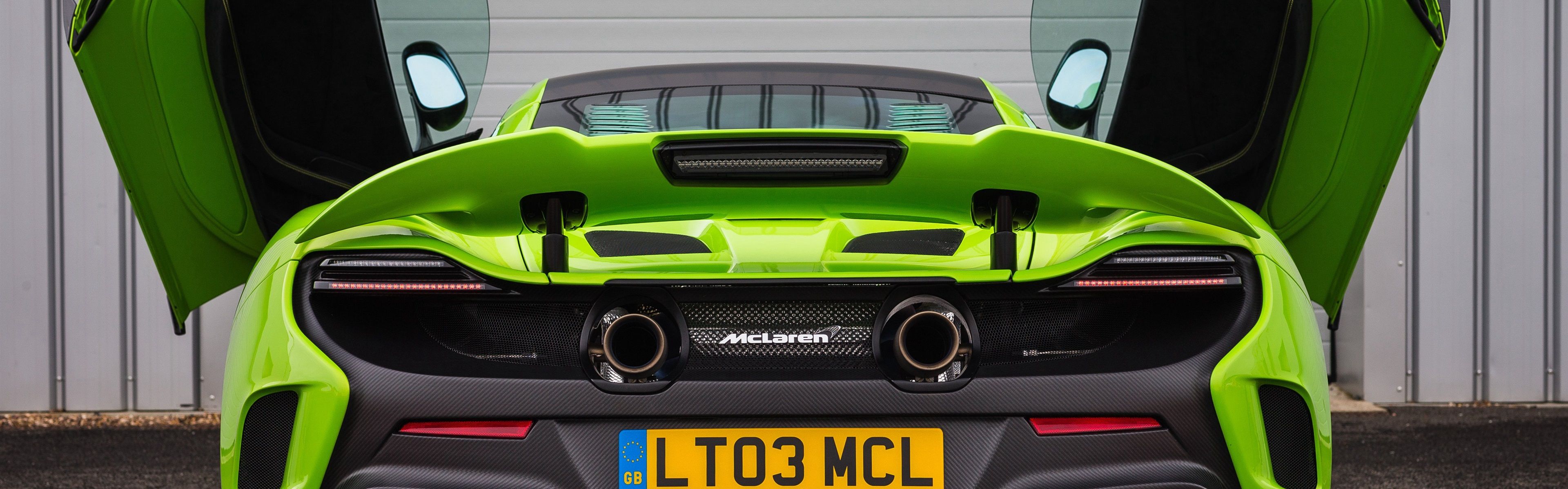 3840x1200 Wallpaper McLaren 675LT green supercar rear view 3840x2160 UHD 4K Picture, Image