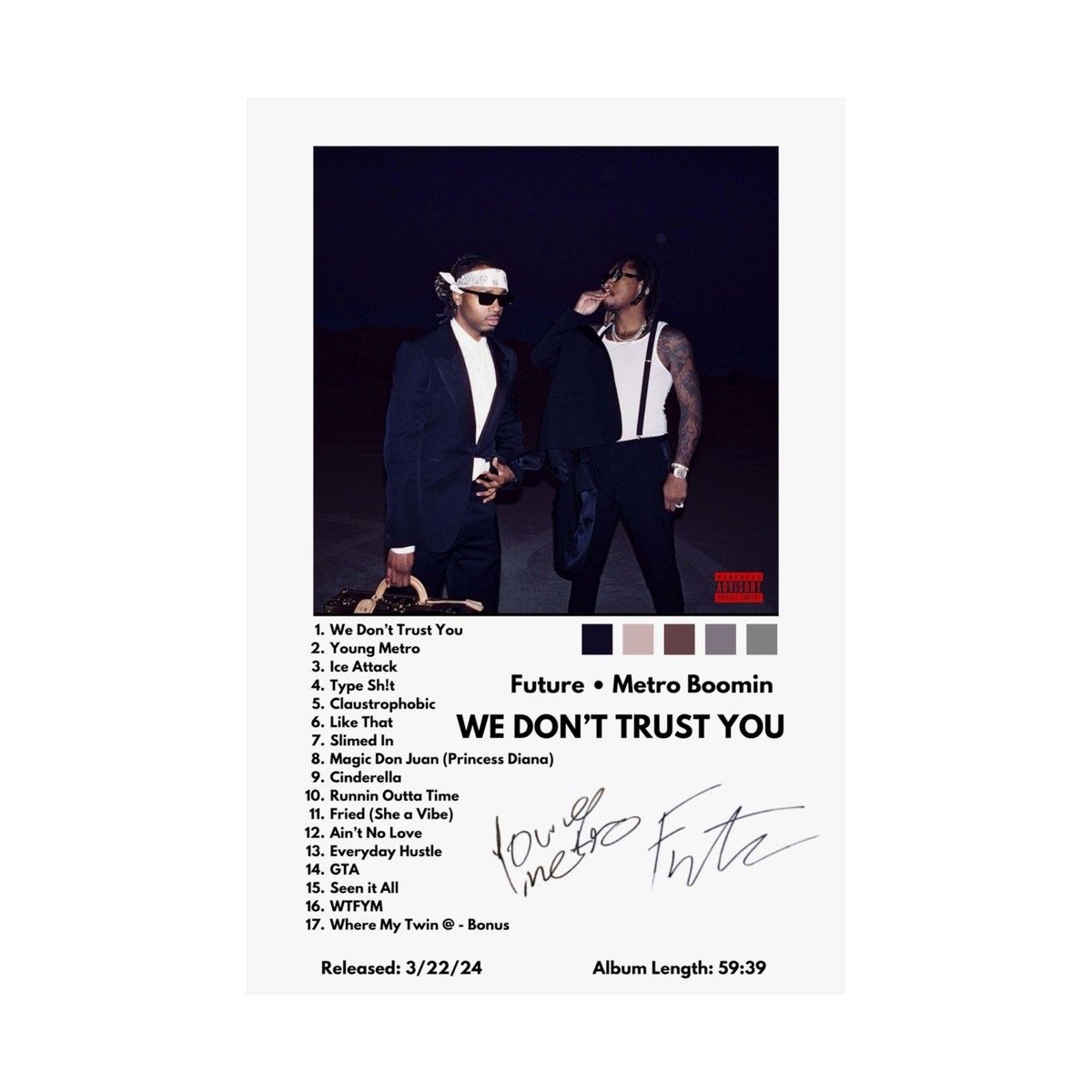 1200x1200 Future Metro Boomin WE DON'T TRUST YOU Album Cover Poster 12x18 inch USA Made