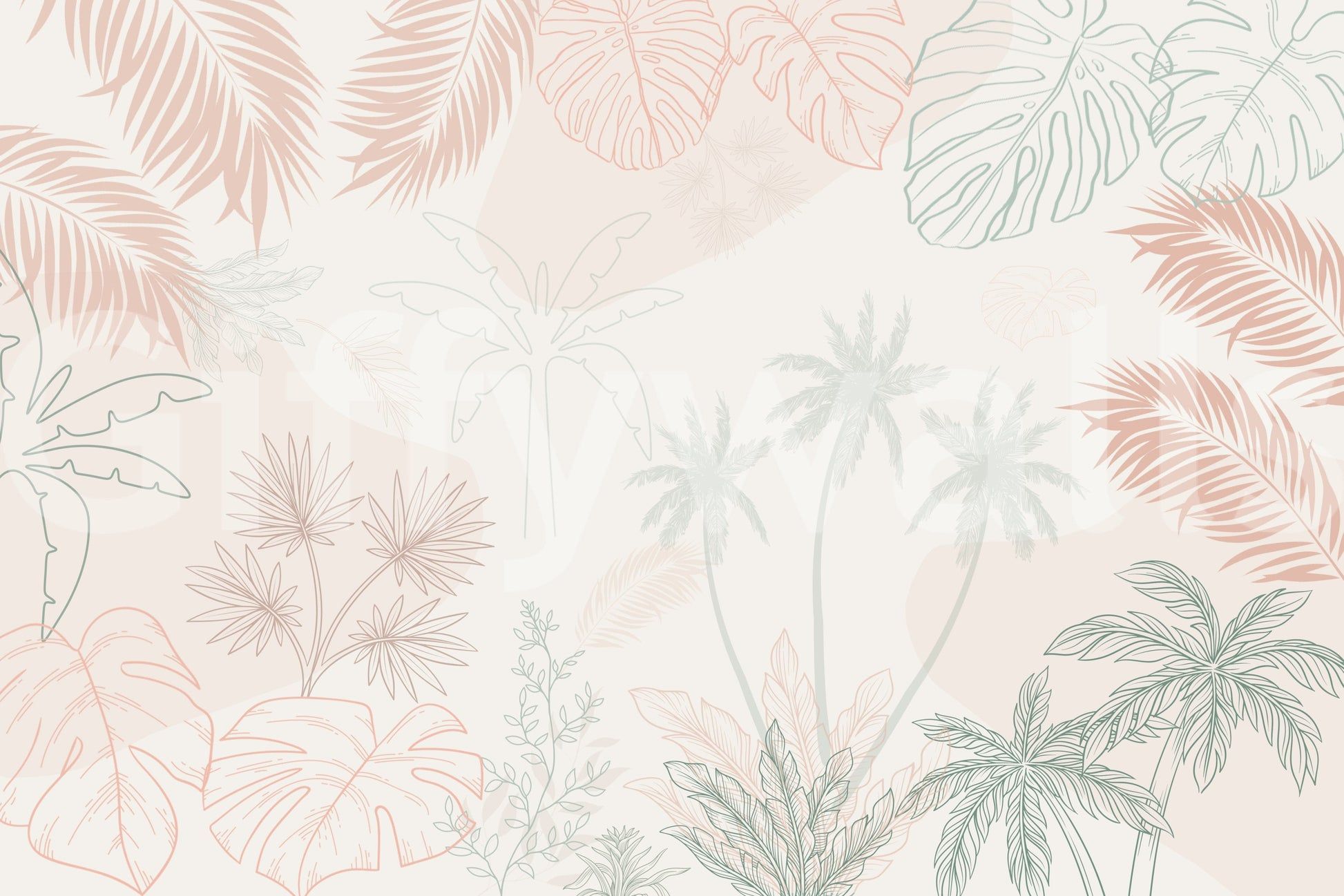 1946x1297 Pastel Tropical Leaves Wallpaper