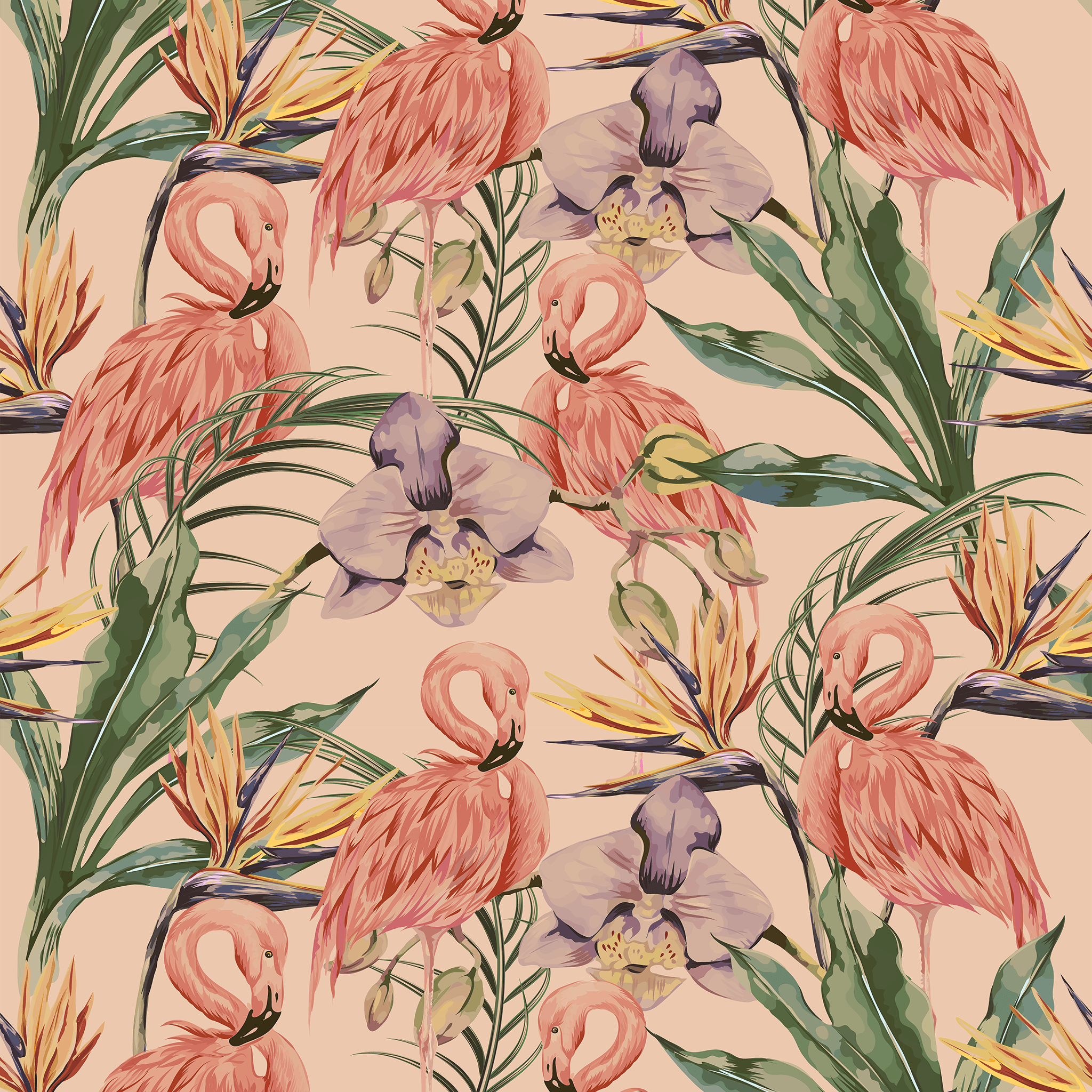 2048x2048 Pastel Flamingo Wallpaper In Pink. Tropical Flamingo Wallpaper. Huggleberry Hill Peel And Stick / 12 Ft