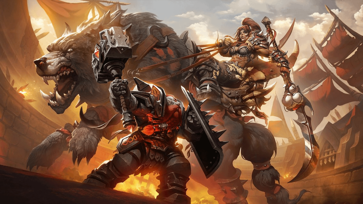 1199x675 Mag'har orc and Dark Iron Dwarf by Dmitriy Tamplier Prozorov