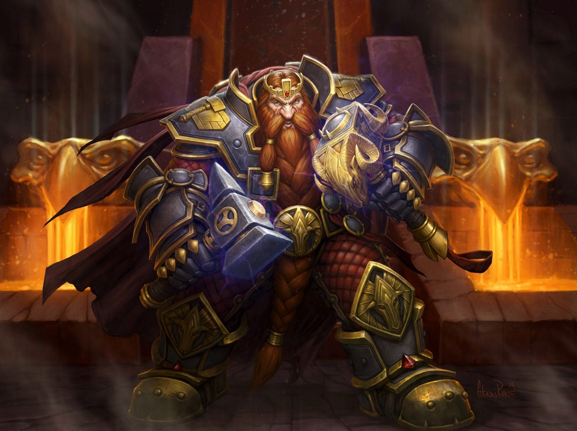 1920x1434 Magni Bronzebeard: Legendary Dwarf Warrior in Epic WoW Armor
