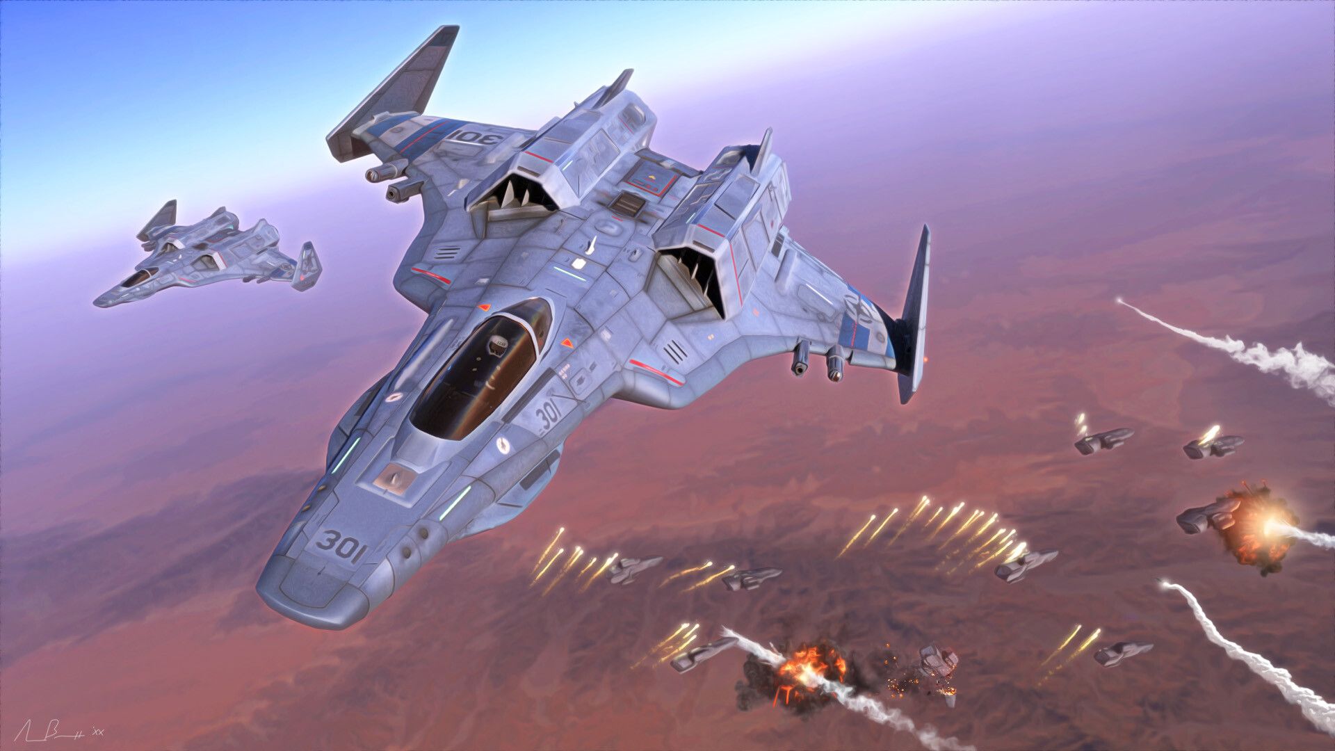 1920x1080 Hangar B Productions Commander Fighter Doodles