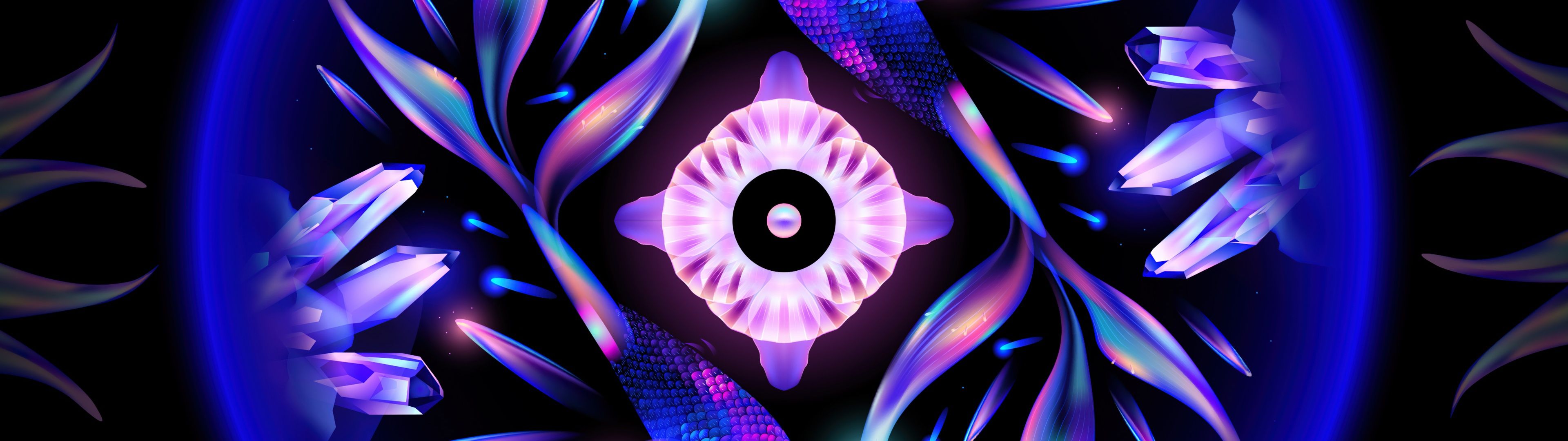 3840x1080 Parallel Wallpaper 4K, Symmetry, Glowing