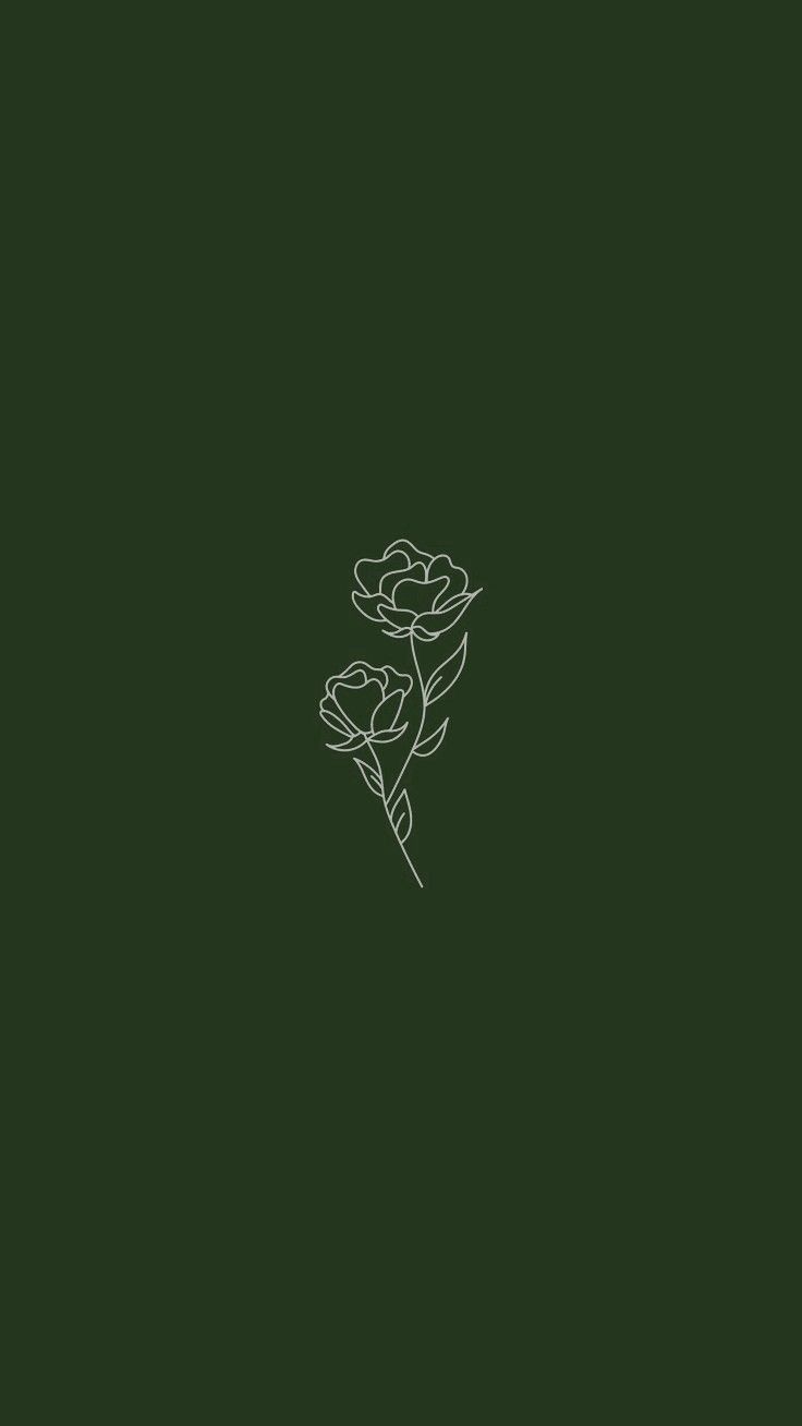 736x1308 Mint Green Wallpaper iPhone. Dark Green Aesthetic. Green background floral design, Minimalist flower line