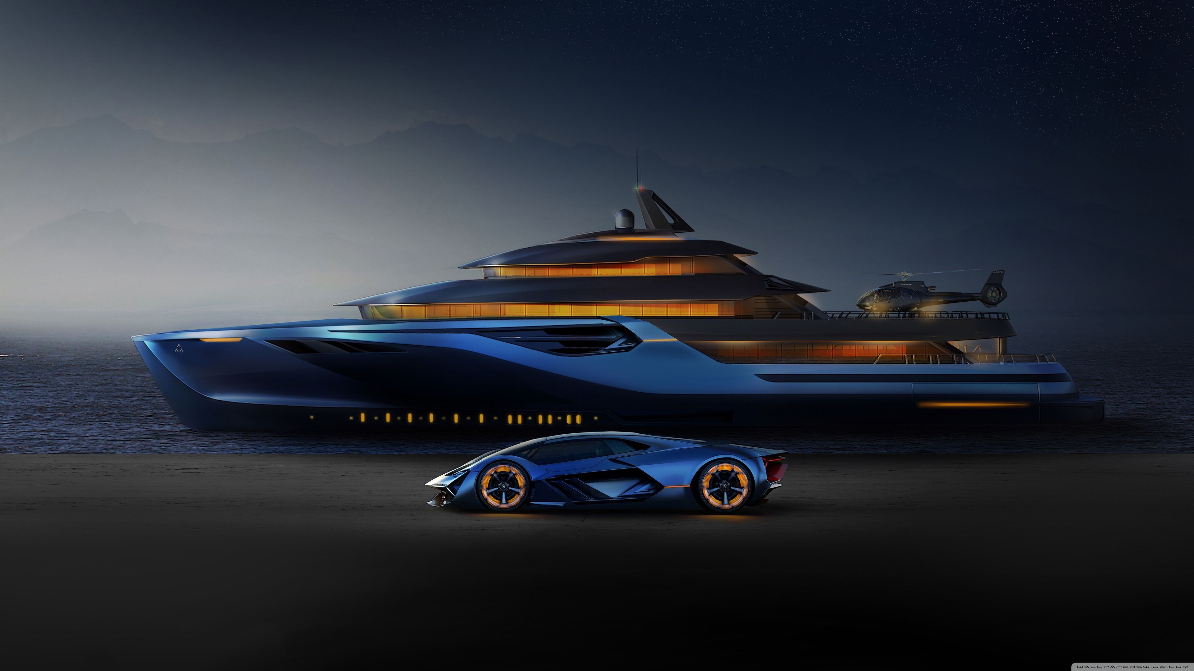 3840x2160 Electric Lamborghini Hypercar, Yacht 4K UHD Wallpaper for UltraHD Desktop and TV : Widescreen and UltraWide Display : Dual Monitor : Smartphone and Tablet Devices