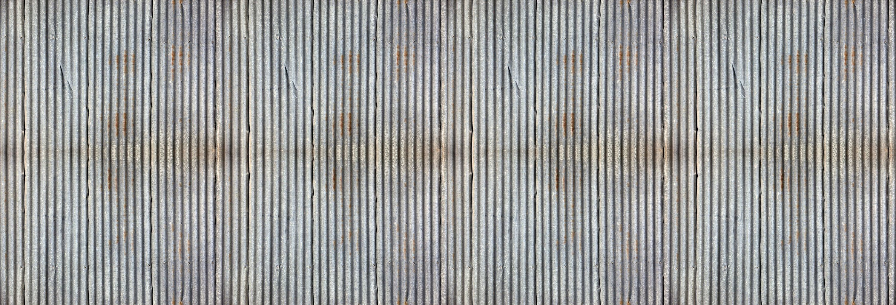 3000x1024 Corrugated iron wallpaper 3D in rustic industrial style