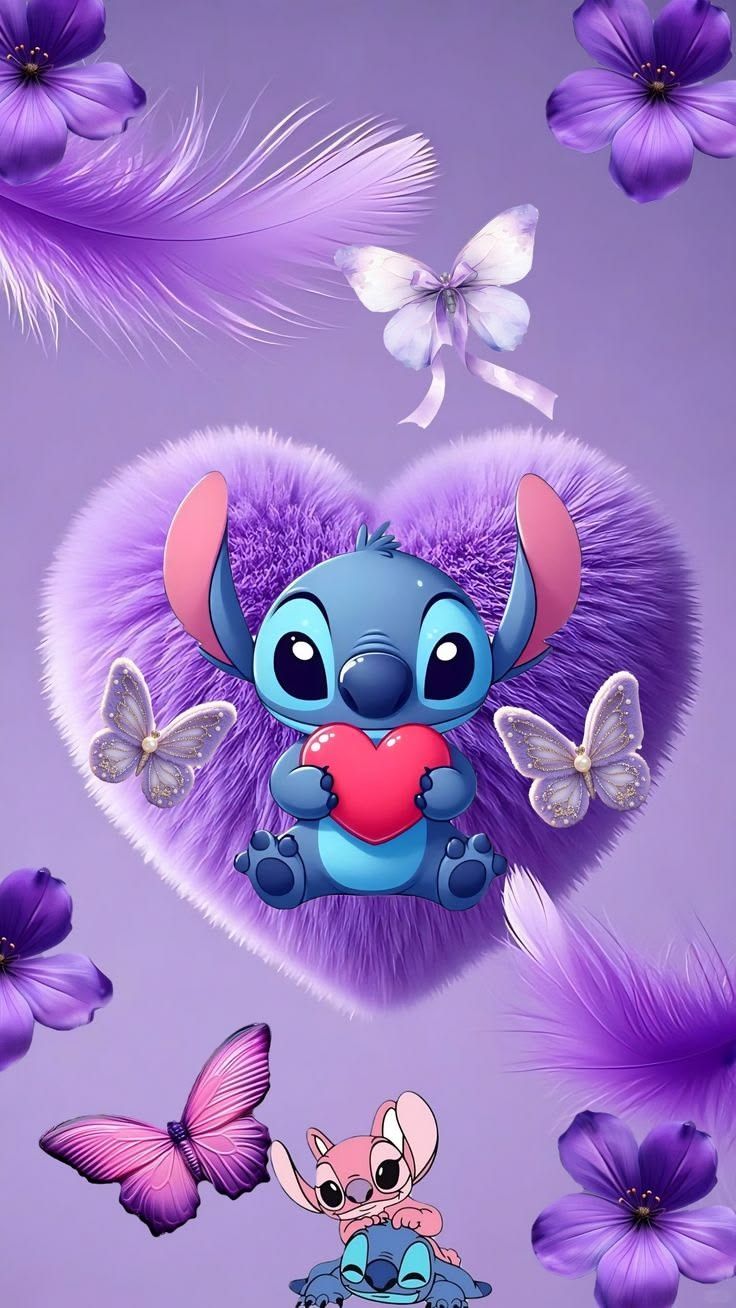 736x1308 Purple stitch and angel. Lilo and stitch aesthetic wallpaper, Lilo and stitch pink butterfly, Pink